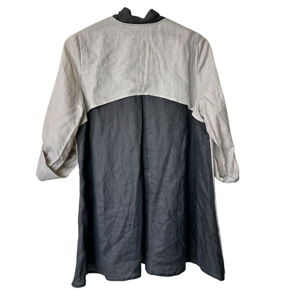 IC By Connie K Linen Logenlook Layered Small open front draped Cardigan - Picture 2 of 8